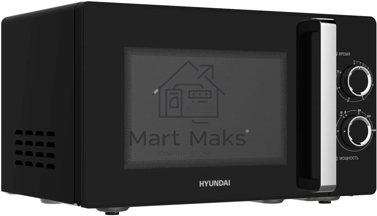 Микроволновая печь Hyundai HYM-M2012 черный/хром, 23 л, 800 Вт, переключатели - поворотный механизм