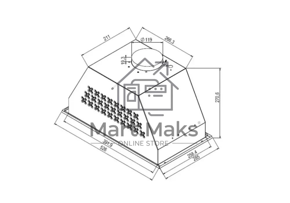 Вытяжка встраиваемая DeLonghi Cosetta 510 NB черная, 52.6 см, 1200 куб. м/ч, 63 дБ