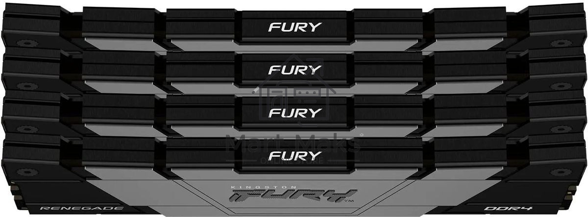 Оперативная память Kingston Fury Renegade, 64GB (4x16GB), DDR4, 3600MHz, CL16, DIMM, с радиаторами, серый/черный