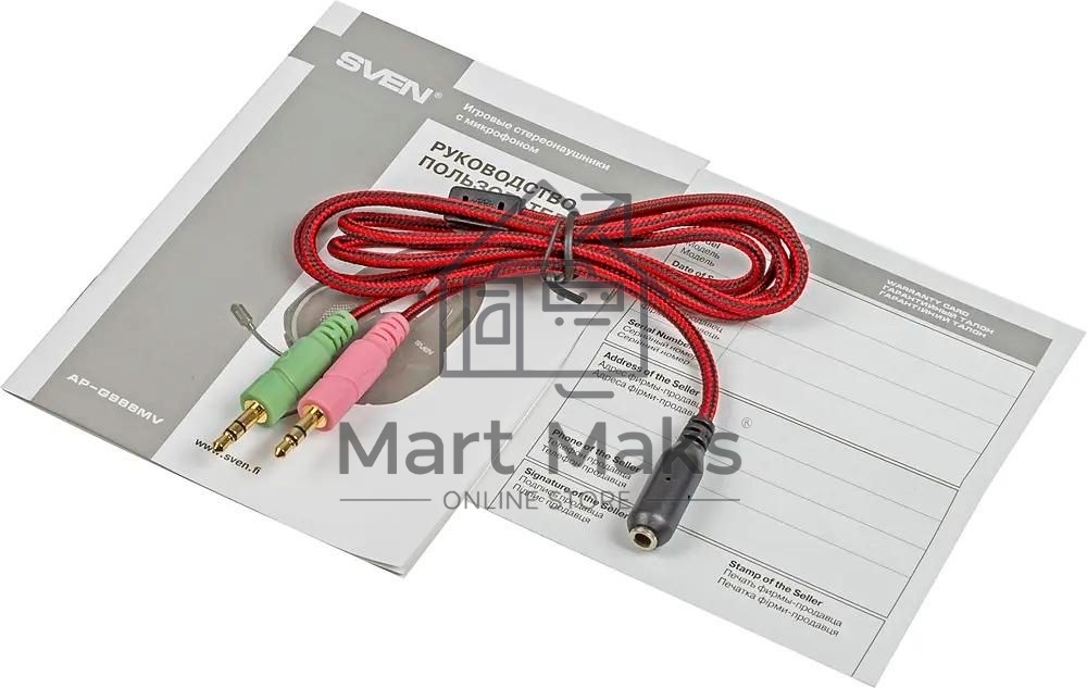 Игровые стереонаушники с микрофоном SVEN AP-G988MV, черный-красный Игровые стереонаушники с микрофоном SVEN AP-G988MV, черный-красный