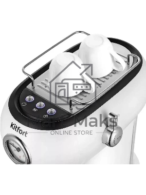 Кофеварка рожковая Kitfort КТ-7219 белый, исп. кофе - молотый, 1.2 л, 1100 Вт, 15 бар