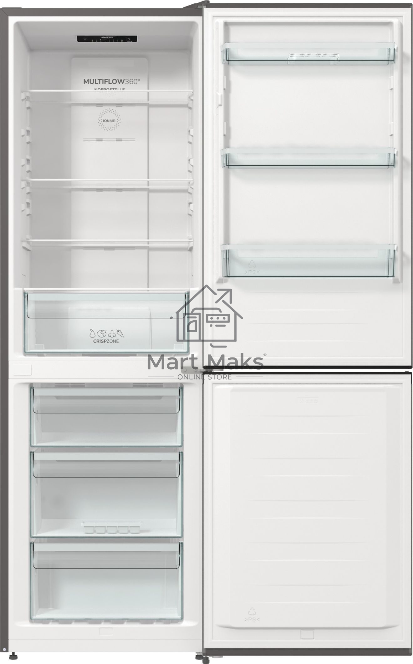 Холодильник Gorenje NRKE62XL серебристый металлик двухкамерный 203/99л морозилка снизу, No Frost