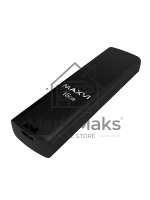 Флешка USB R/W Maxvi MP2 16Gb USB 2.0 black, монолит с колпачком, ABS пластик + металл