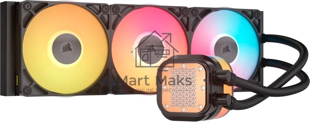 Система жидкостного охлаждения Corsair iCUE LINK TITAN 360 RX LCD (360мм, черный, RGb/ Fans: 3x120мм, 73.5CFM, 36dBA, 2100RPM/ S: 1851, 1700, AM5, AM4)