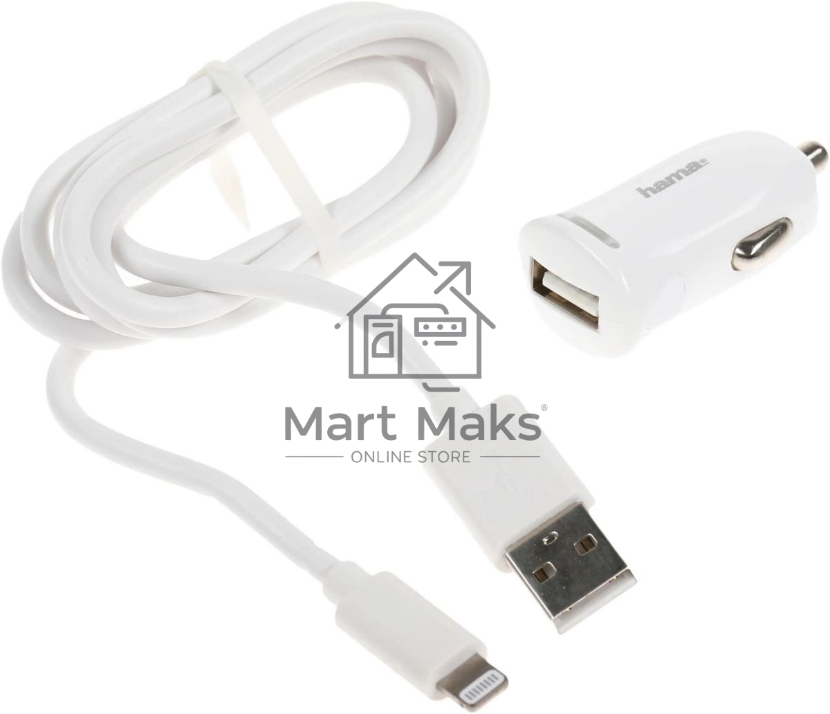 Комплект зарядное устройство Hama H-183266 2.4A для Apple кабель Apple Lightning белый