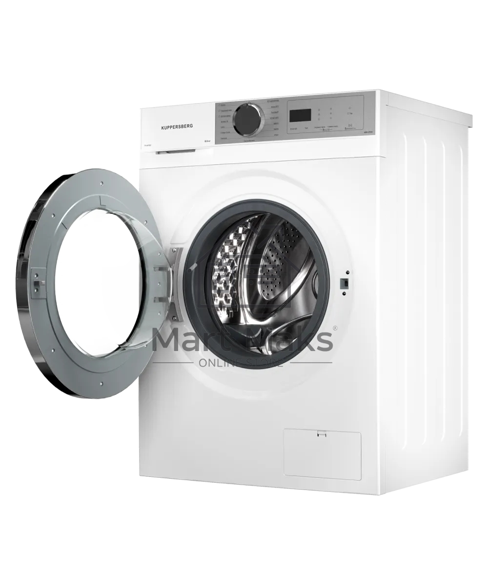 Стирально-сушильная машина Kuppersberg WDM 470 W, High-Tech, отдельностоящая, глубина 52.5 см, загрузка 8 кг, загрузка при сушке 6 кг, 14 программ, 1400 об/мин, инверторный BLDC двигатель, сенсорное/поворотное управление, пар, самодиагностика, дозагрузка 