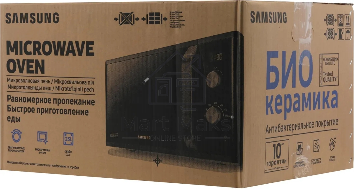 Микроволновая печь Samsung MS23K3614AW белый, 23 л, 800 Вт, переключатели - поворотный механизм