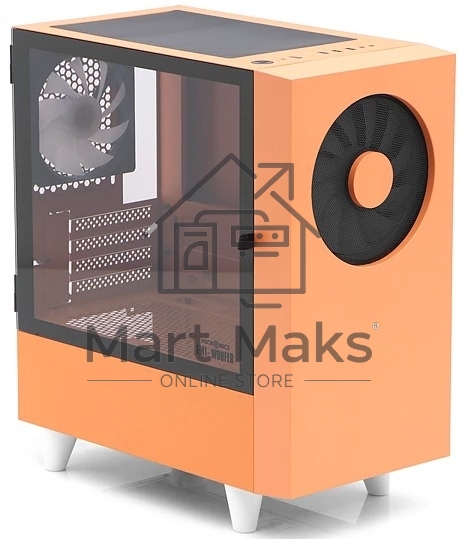 Компьютерный корпус WIZMAX EM1 Woofer, mATX, mITX оранжевый, Mini-Tower, без БП, TG, 1x160mm + 1x120mm LED, 1xUSB-A 3.0 + 2xUSB-A 2.0