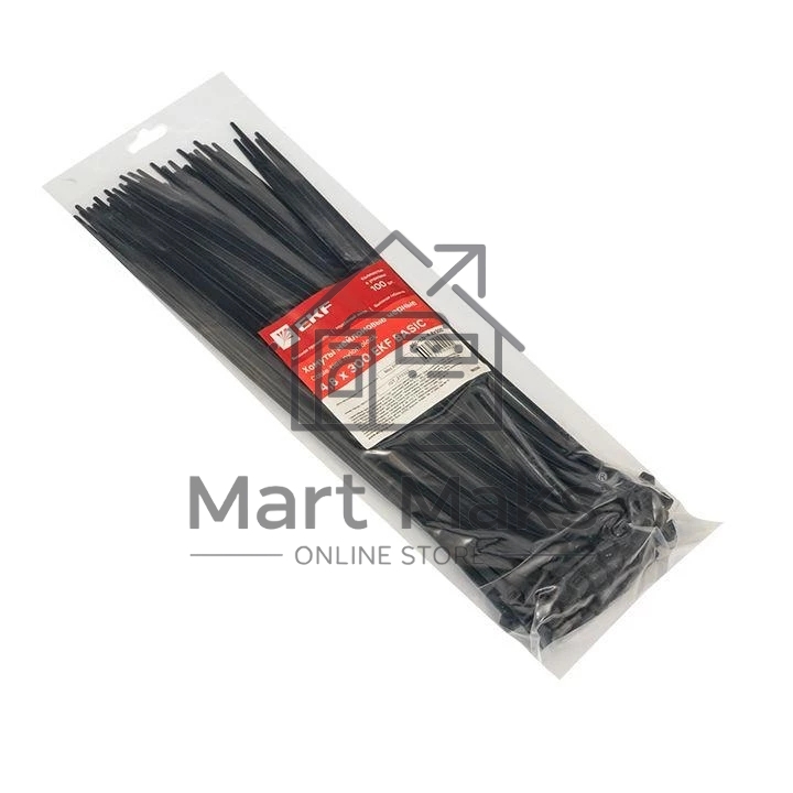 Хомут кабельный 4.8х300 нейл. черный (уп.100шт) EKF plc-cb-4.8x300