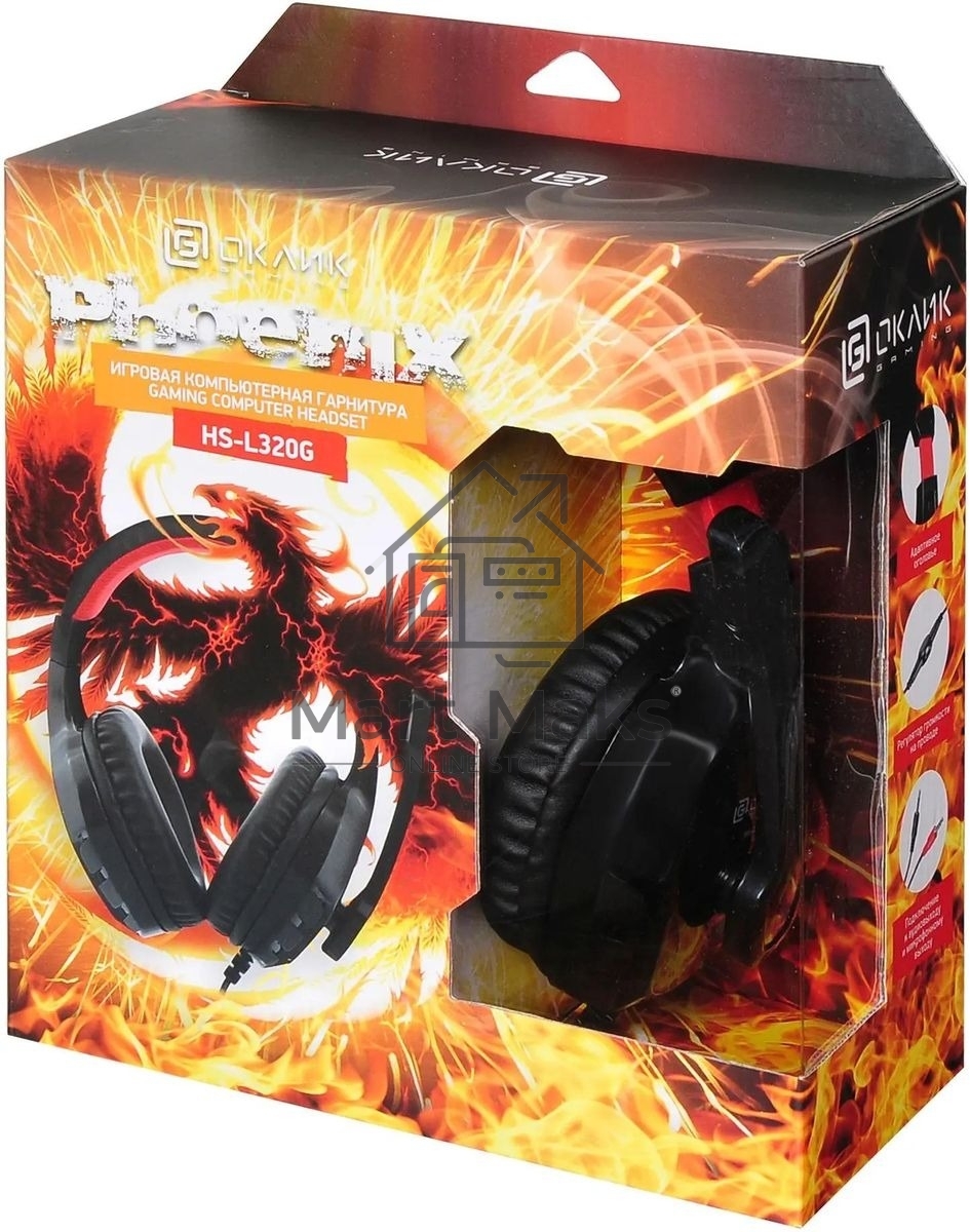 Гарнитура Oklick HS-L320G Phoenix чёрный, проводная, 3.5 мм