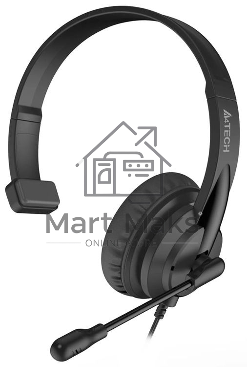 Гарнитура проводная с микрофоном A4Tech HU-11 черный 2м накладные USB оголовье
