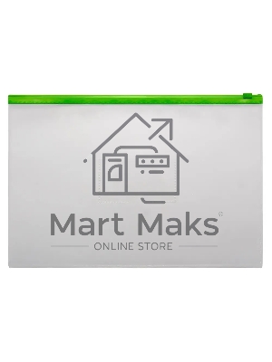 Папка на молнии ZIP Бюрократ -BPM4AGRN A4+ полипропилен 0.15мм, карман для визиток, цвет молнии зеленый