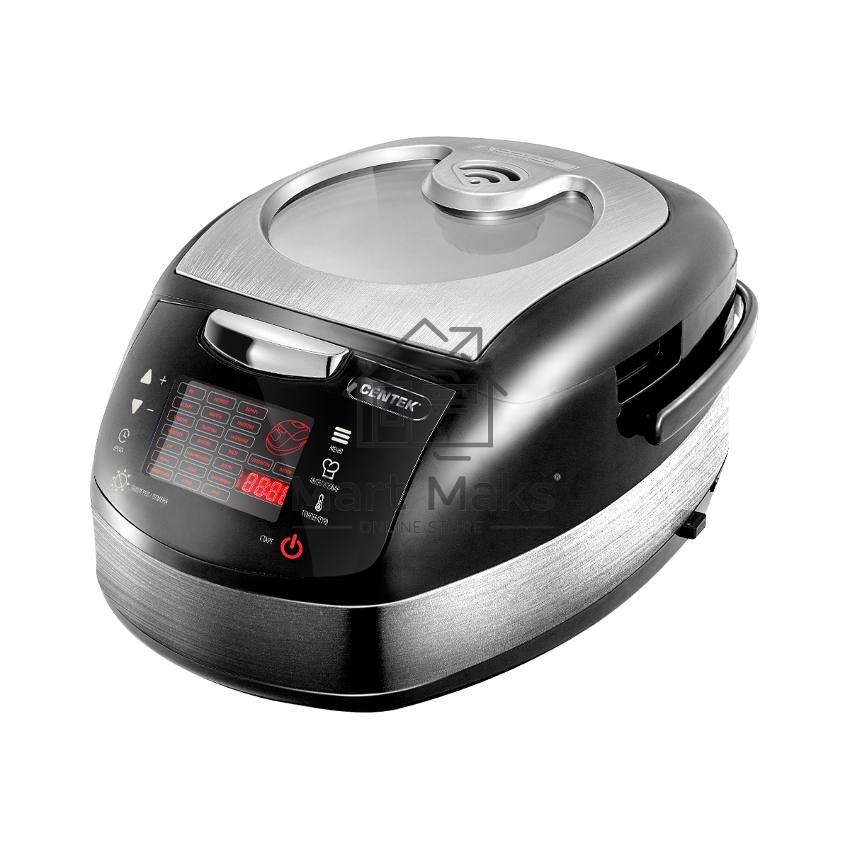 Мультиварка Centek CT-1472 Ceramic черный/сталь, 860 Вт, 5.0 л, LED, 21 программа