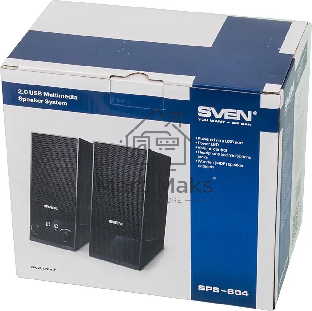 Акустическая система SVEN SPS-604 2.0 черный 4Вт