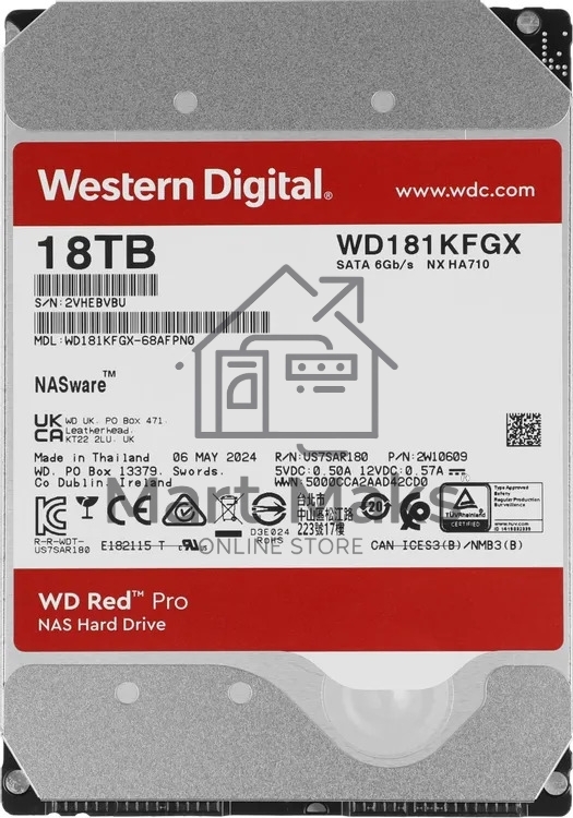 Жесткий диск HDD WD Red Pro 18Tb 7200rpm SATA 512Mb 3.5