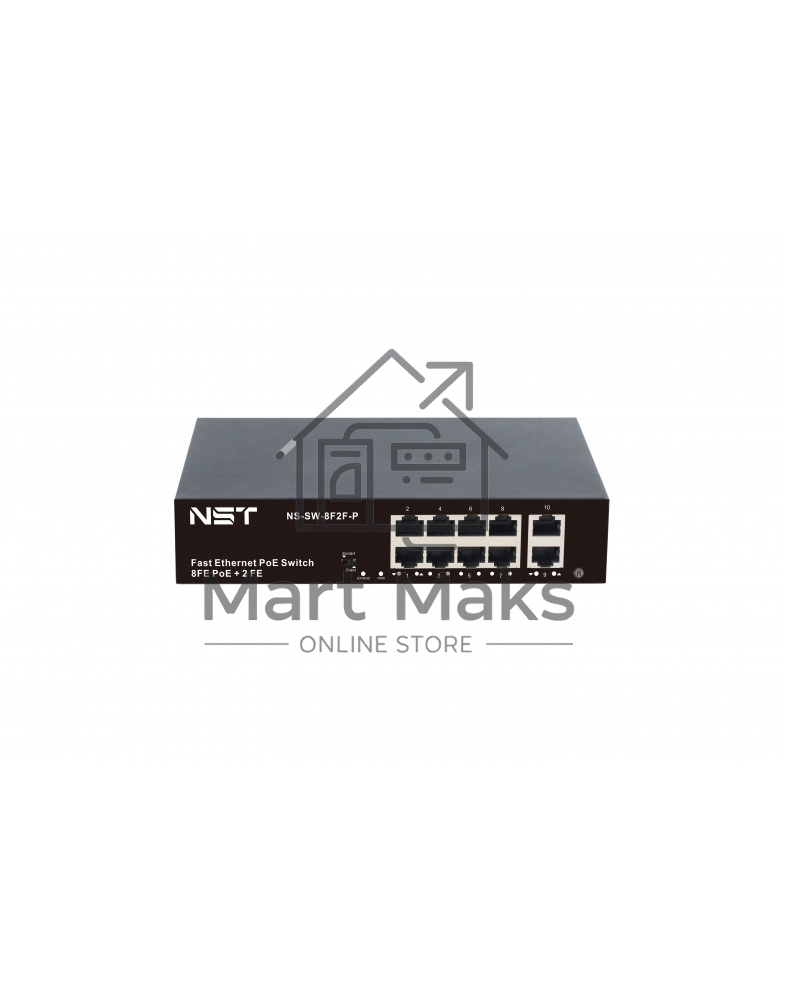 Коммутатор NST NS-SW-8F2F-P, 10×100 Мбит/с (8×PoE), неуправляемый