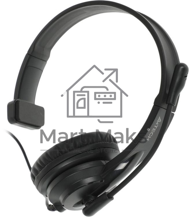 Гарнитура проводная с микрофоном A4Tech HU-11 черный 2м накладные USB оголовье