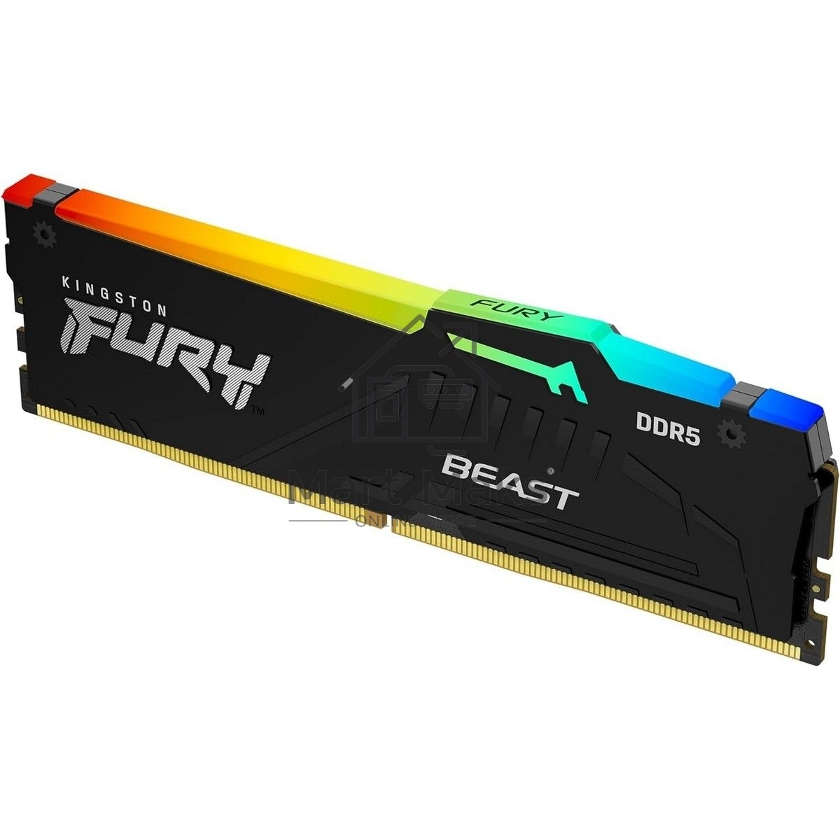 Оперативная память Kingston Fury Beast, DDR5, 16GB (1x16GB), 6000MHz, CL36, DIMM, с радиатором, RGB, черный