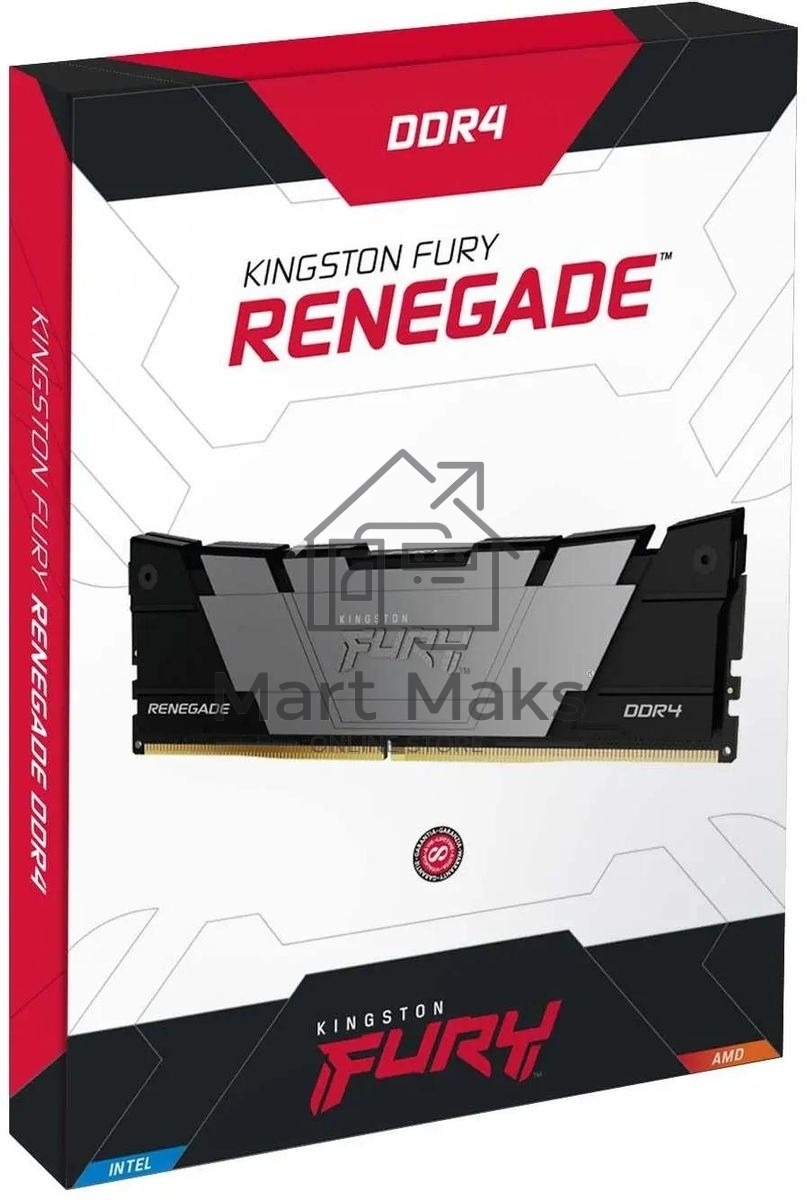Оперативная память Kingston Fury Renegade, DDR4, 32GB (2x16 GB), 4000 MHz, CL19, DIMM, с радиатором, черный