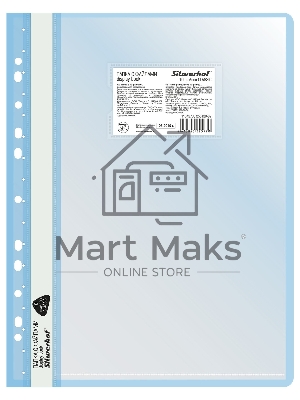 Папка-скоросшиватель Silwerhof 255120-02 A4, прозрачный верхний лист, 10 вкладышей, боковая перфорация, полипропилен голубой