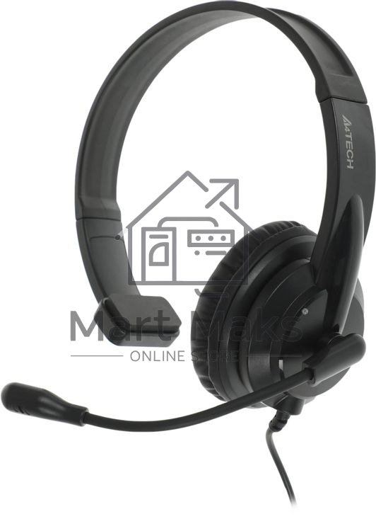 Гарнитура проводная с микрофоном A4Tech HU-11 черный 2м накладные USB оголовье
