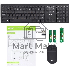 Комплект клавиатура+мышь Acer OKR030 беспроводной, USB, 1200 DPI, чёрный