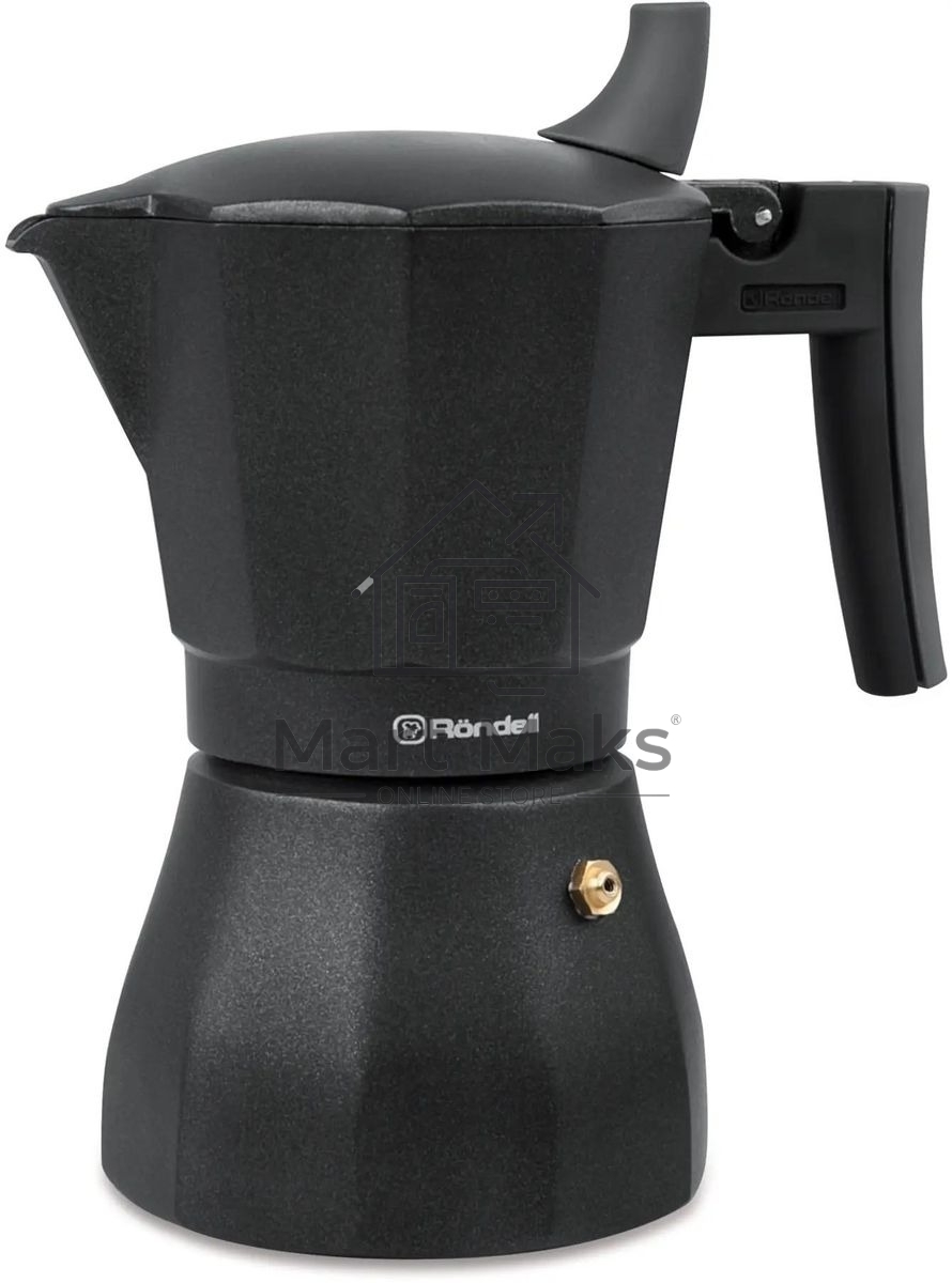 Кофеварка гейзерная Rondell Kafferro RDA-994, 0.45л, алюминий, черный