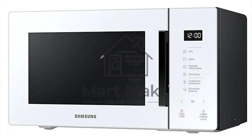 Микроволновая печь Samsung MG23T5018AW/BW белый, 23 л, 800 Вт, переключатели - сенсор