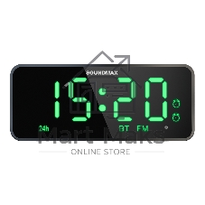 Радиочасы с будильником SOUNDMAX SM-1520B (черный с зеленым)