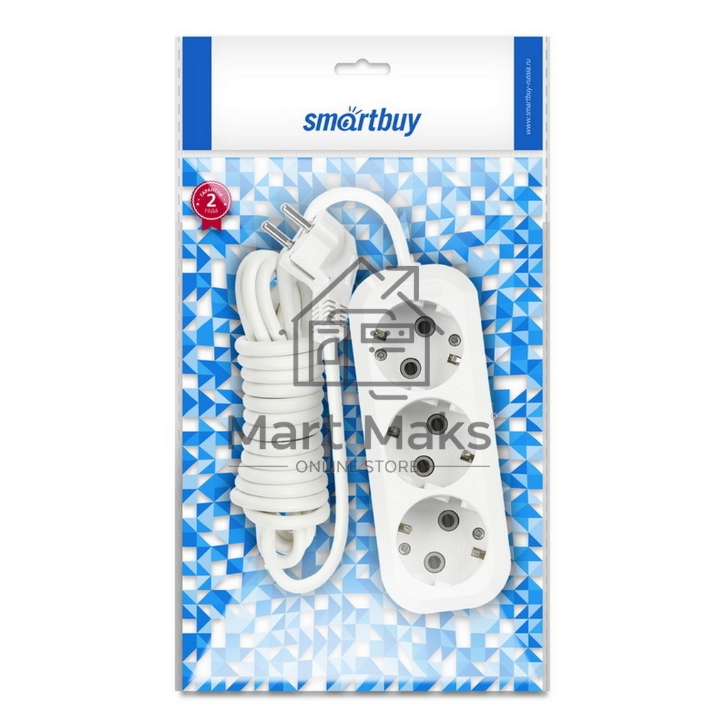 Удлинитель Smartbuy (SBE-16-3-1.5-Z) 3 гнз х 1,5 м (16А/3.5кВт, ПВС 3х1.0)