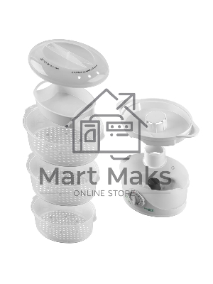 Пароварка электрическая Endever Vita-177, белый, мощность 1000 Вт, объем 9 л, таймер 60 минут, двойная защита, 4 шт./уп.