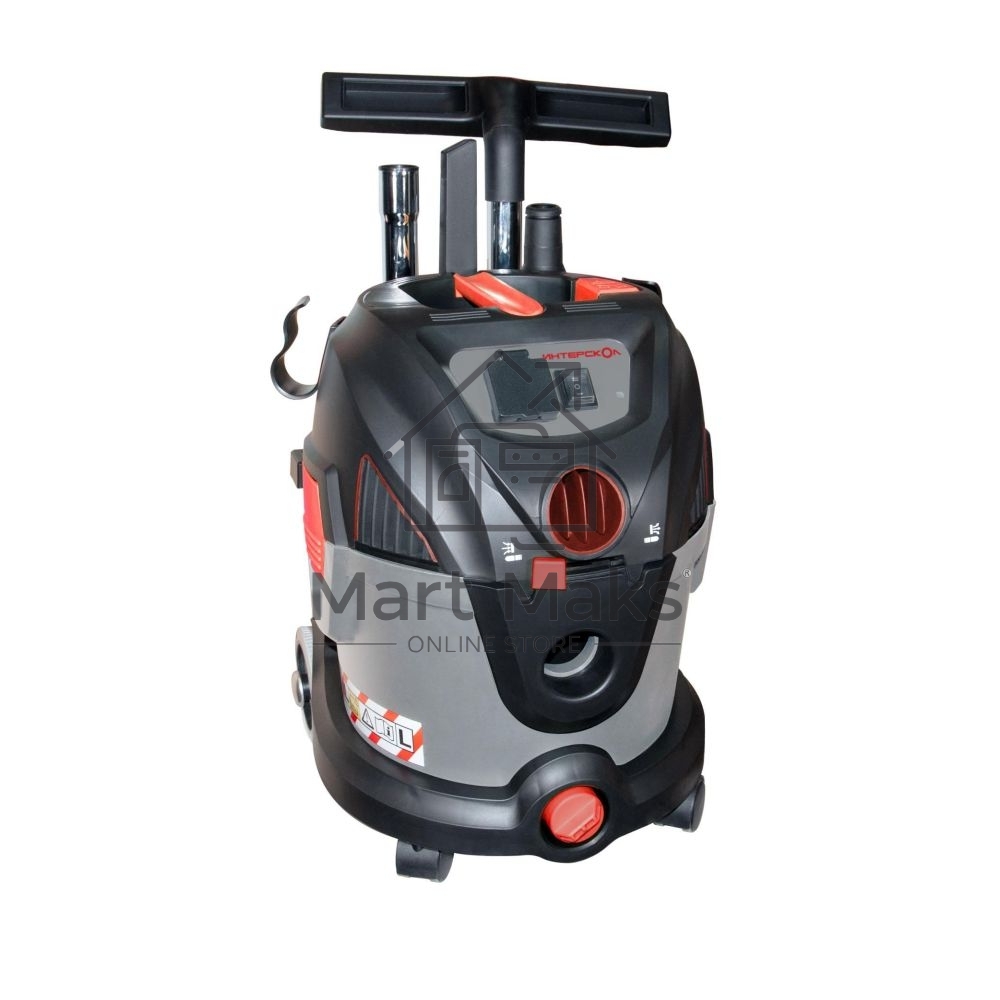 Строительный пылесос INTERSKOL PU-20/1400P серый, 230/1400 Вт, уборка сухая/сбор воды/выдув, пылесборник мешок/контейнер, 20 л