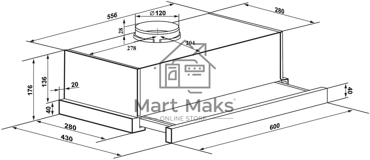 Вытяжка встраиваемая Maunfeld VS Light 60 белый, 60 см, 520 куб. м/ч, 56 дБ