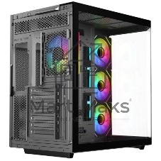 Корпус Eurocase M430ZAF Black, Midi-Tower, чёрный, 4 x 120 мм (3 x 120 мм на боковой панели, 1 x 120 мм на задней)