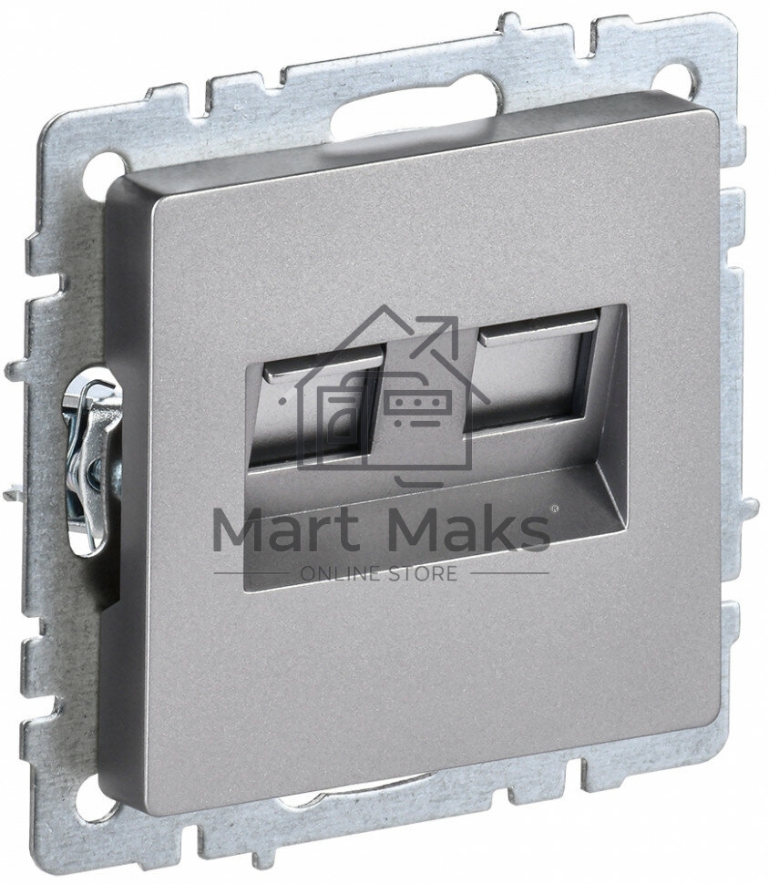 Розетка компьютерная двойная IEK BRITE РК10-2-БрС RJ45 кат.5E сталь