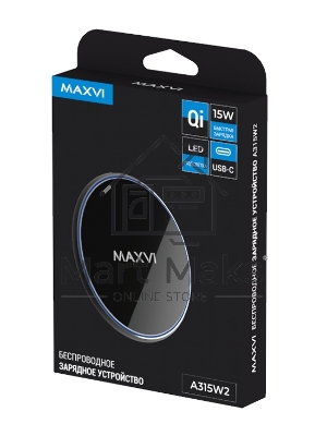 Беспроводное зарядное устройство Maxvi A315W2,15W, LED подсветка, black