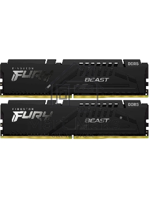 Оперативная память Kingston Fury Beast, DDR5, 32Gb (2x16Gb), 6000MHz, CL30, DIMM, с радиатором, черный