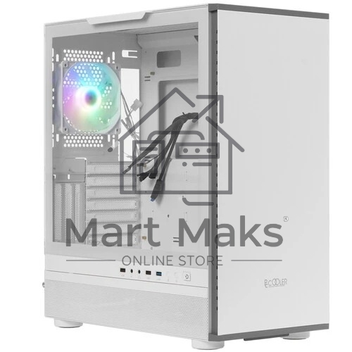 Компьютерный корпус PCCooler IE200 WH, Tempered Glass Full Tower, белый, TG, SPCC, 1x120mm ARGB E-ATX, ATX, mATX, mITX 180/380/220mm 4x2.5