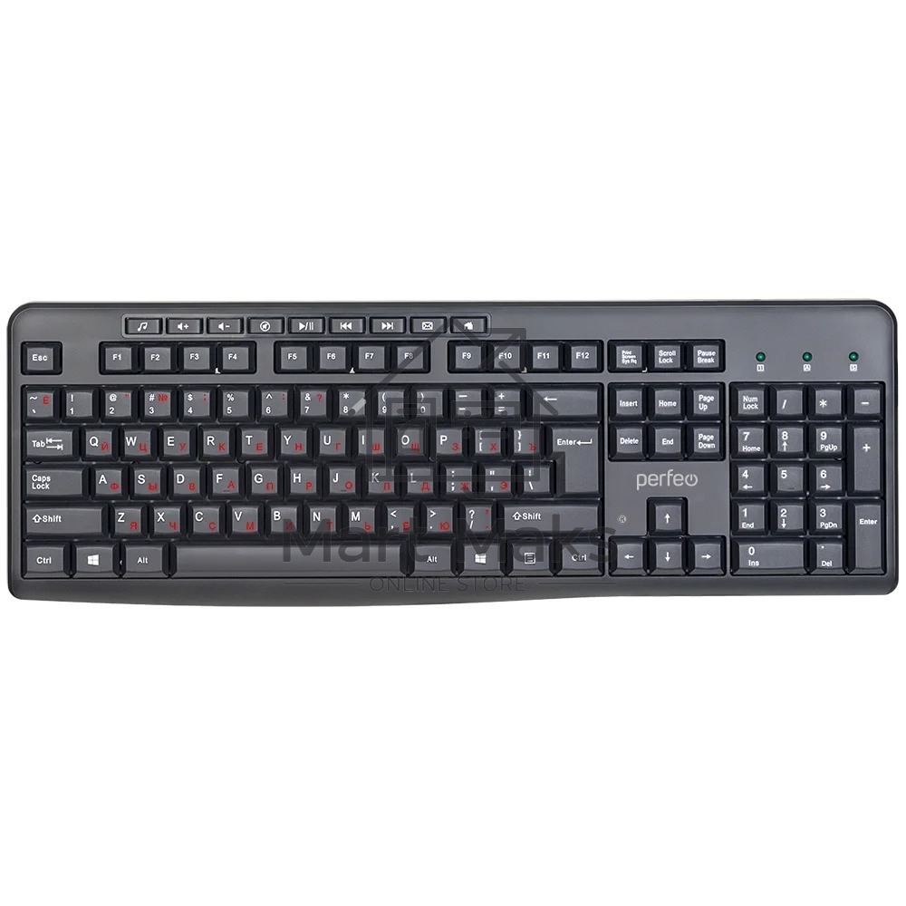 Клавиатура проводная Perfeo PUSH Multimedia, USB, чёрная