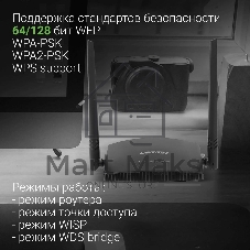Роутер беспроводной Digma DWR-N301 N300 10/100BASE-TX черный (упак.:1шт)