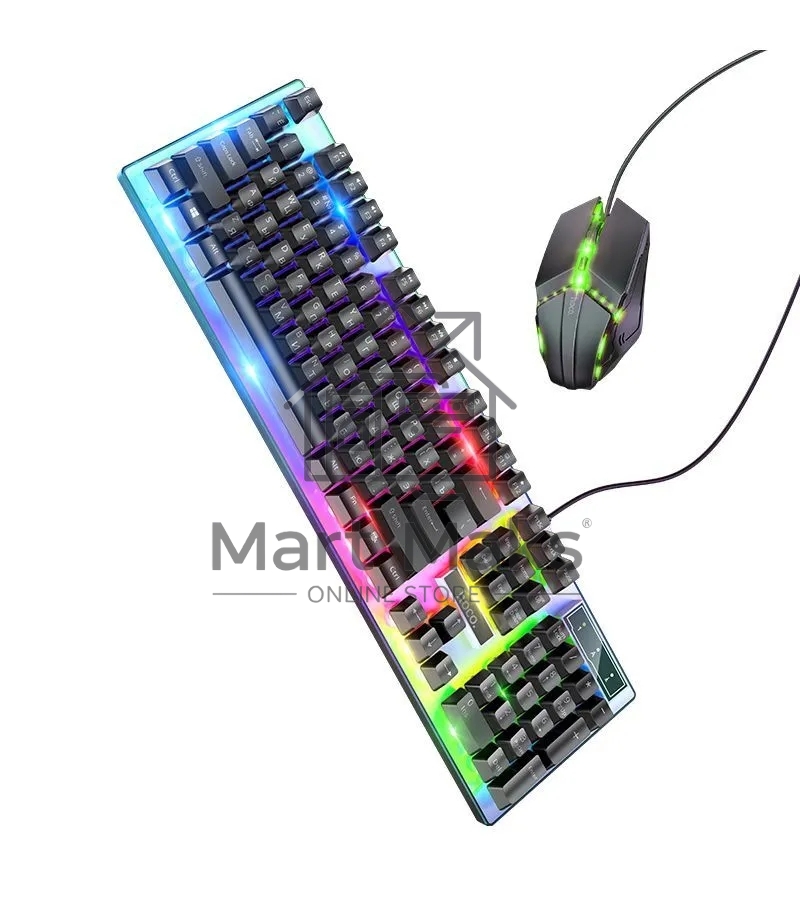Комплект клавиатура+мышь Hoco GM18 Luminous проводной, USB, 1200 DPI, чёрный