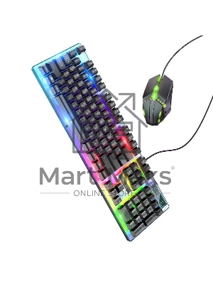 Комплект клавиатура+мышь Hoco GM18 Luminous проводной, USB, 1200 DPI, чёрный