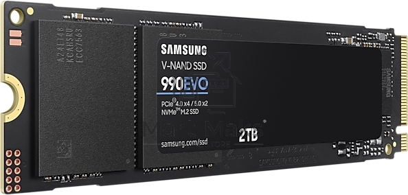 Накопитель SSD Samsung 990 EVO, 2000GB, PCIe 4.0 x4, M.2 2280, NVMe, R/W 5000/4200