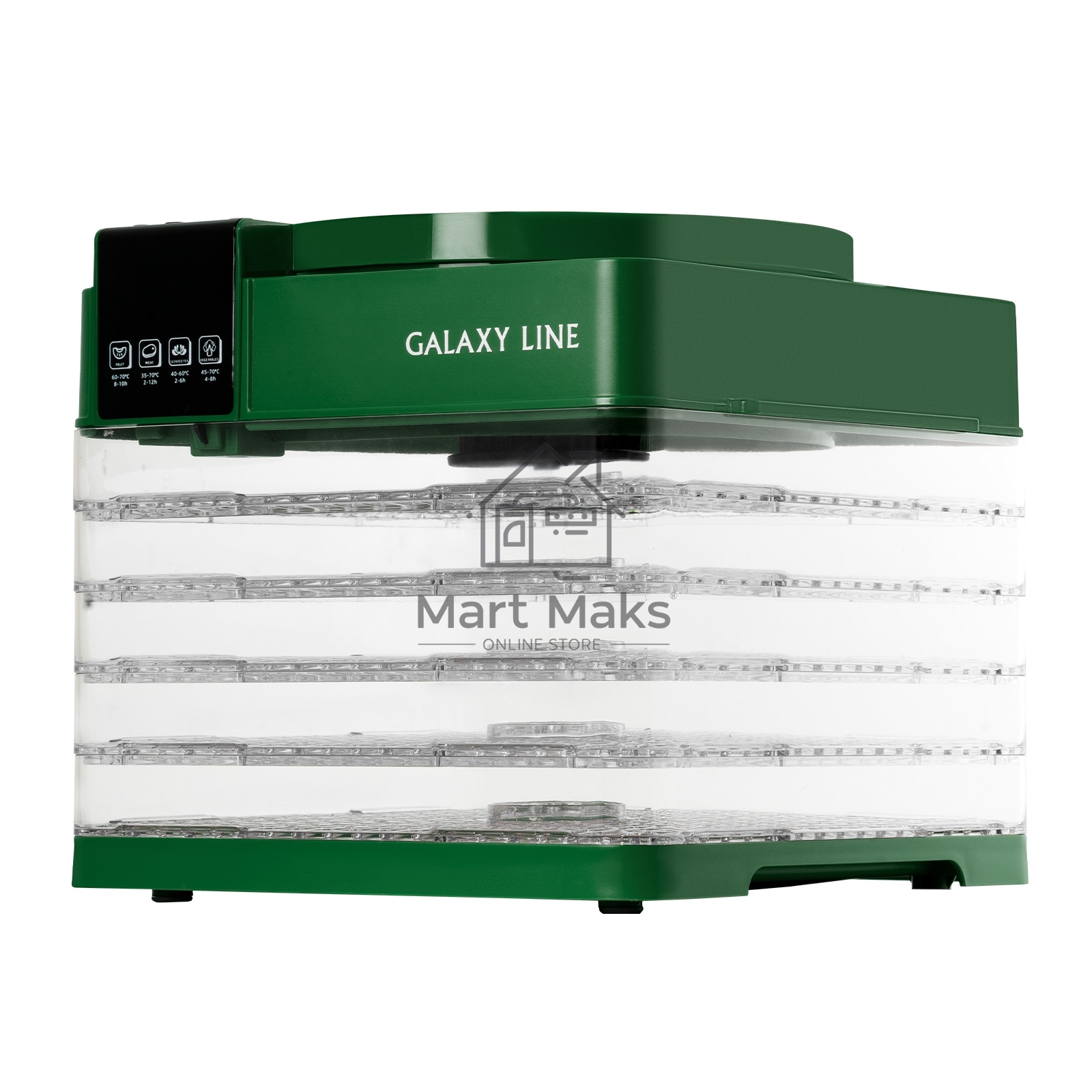 Сушилка для овощей и фруктов Galaxy Line GL 2630, зеленый, с электронным управлением, 450 Вт