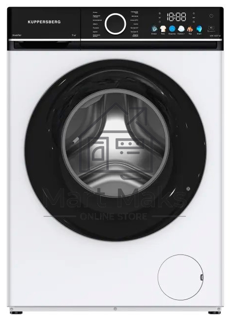 Стиральная машина Kuppersberg WM 409 W, High-Tech, ВхШхГ 85х60х41 см, загрузка 6 кг, 1200 об/мин, 14 программ, инверторный двигатель, пар, отложенный старт, комбинированное управление, цветной дисплей, энергоэффективность А, цвет белый
