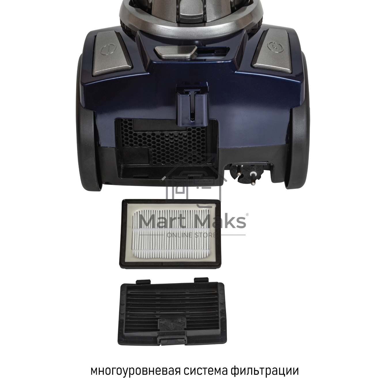 Пылесос JVC JH-VC310 синий/серый, 320/1800 Вт, уборка сухая, пылесборник контейнер 2 л