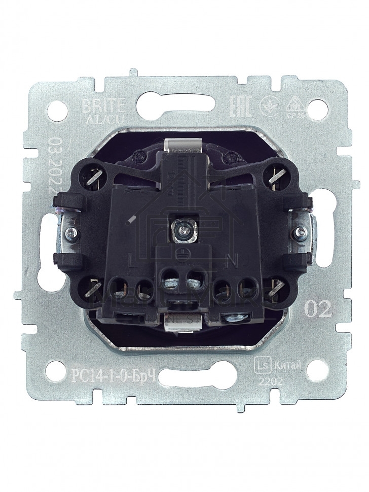 Розетка 1-местная IEK BRITE РС14-1-0-БрЧ (BR-R14-16-K02) с заземлением, с защитными шторками, 16А, черный