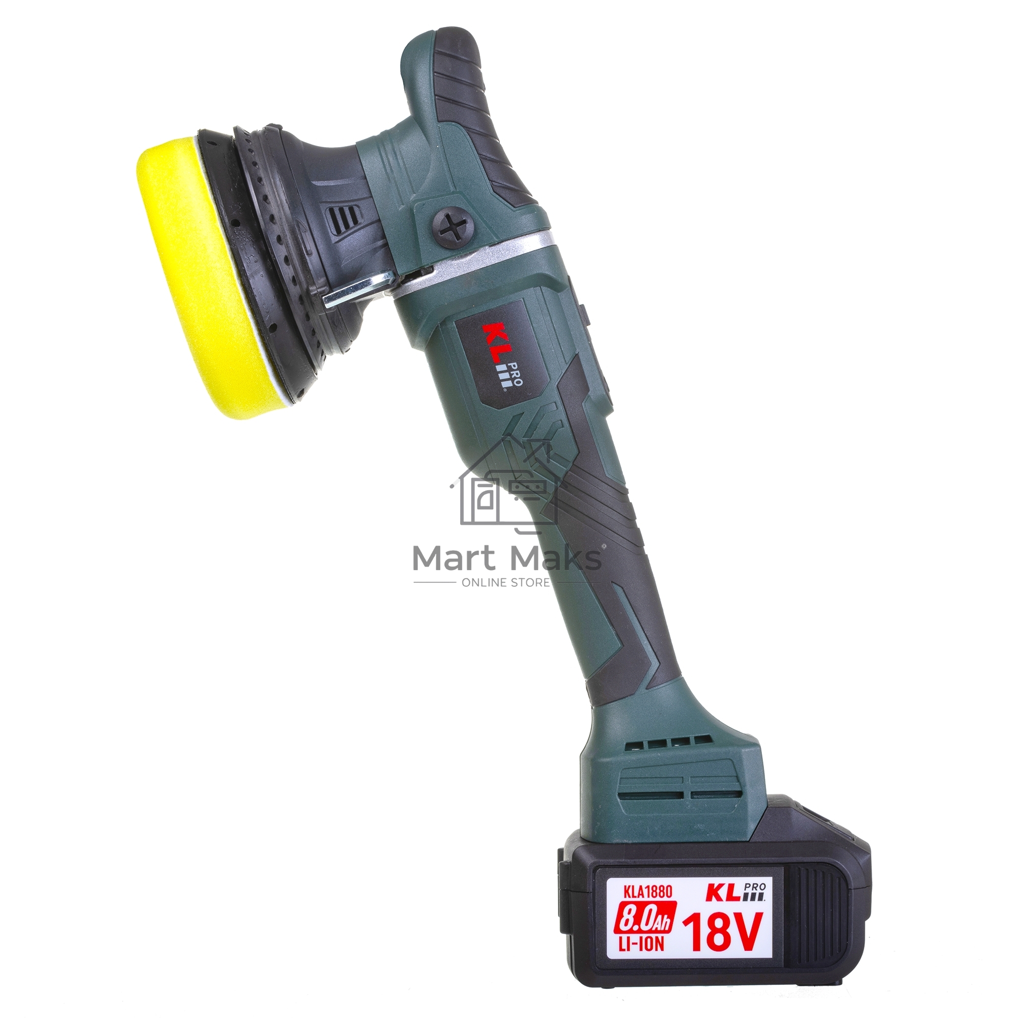Профессиональная бесщеточная полировальная машина аккумуляторная KLPRO KLPS18B-80 (18В, Li-ion-2шт, 8.0А·ч, 125мм, М14, 2000-4800 об/мин З/У,сумка)