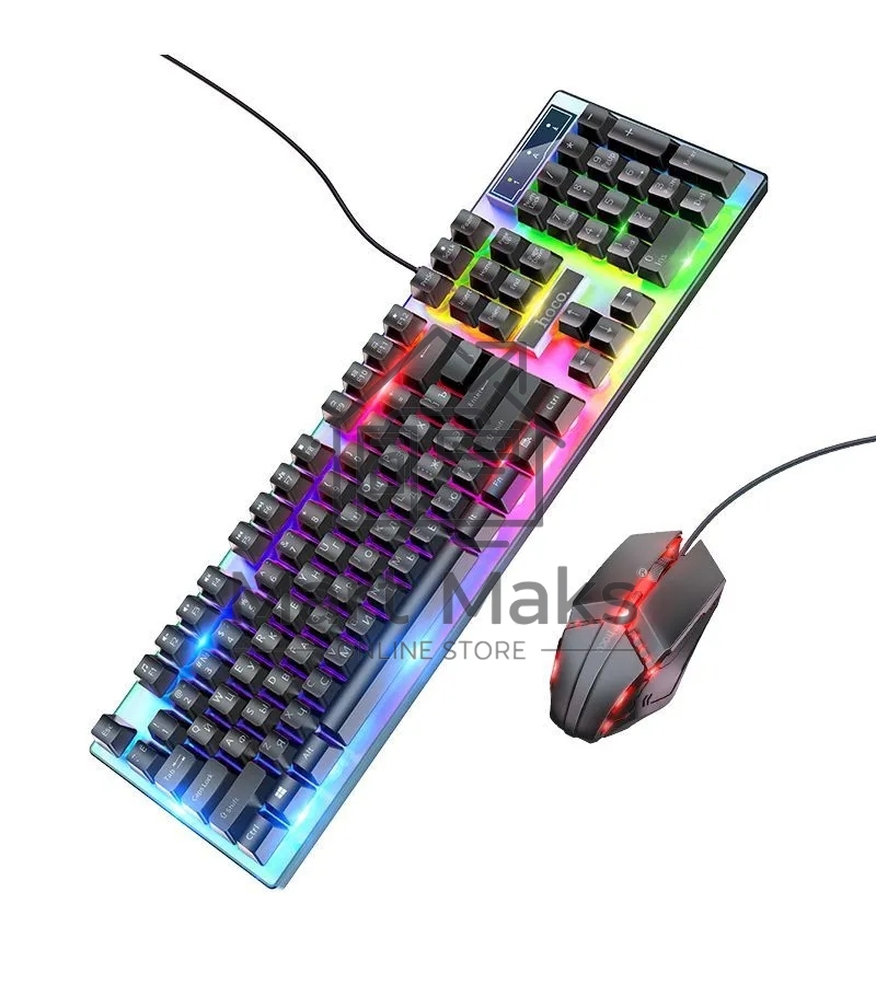 Комплект клавиатура+мышь Hoco GM18 Luminous проводной, USB, 1200 DPI, чёрный