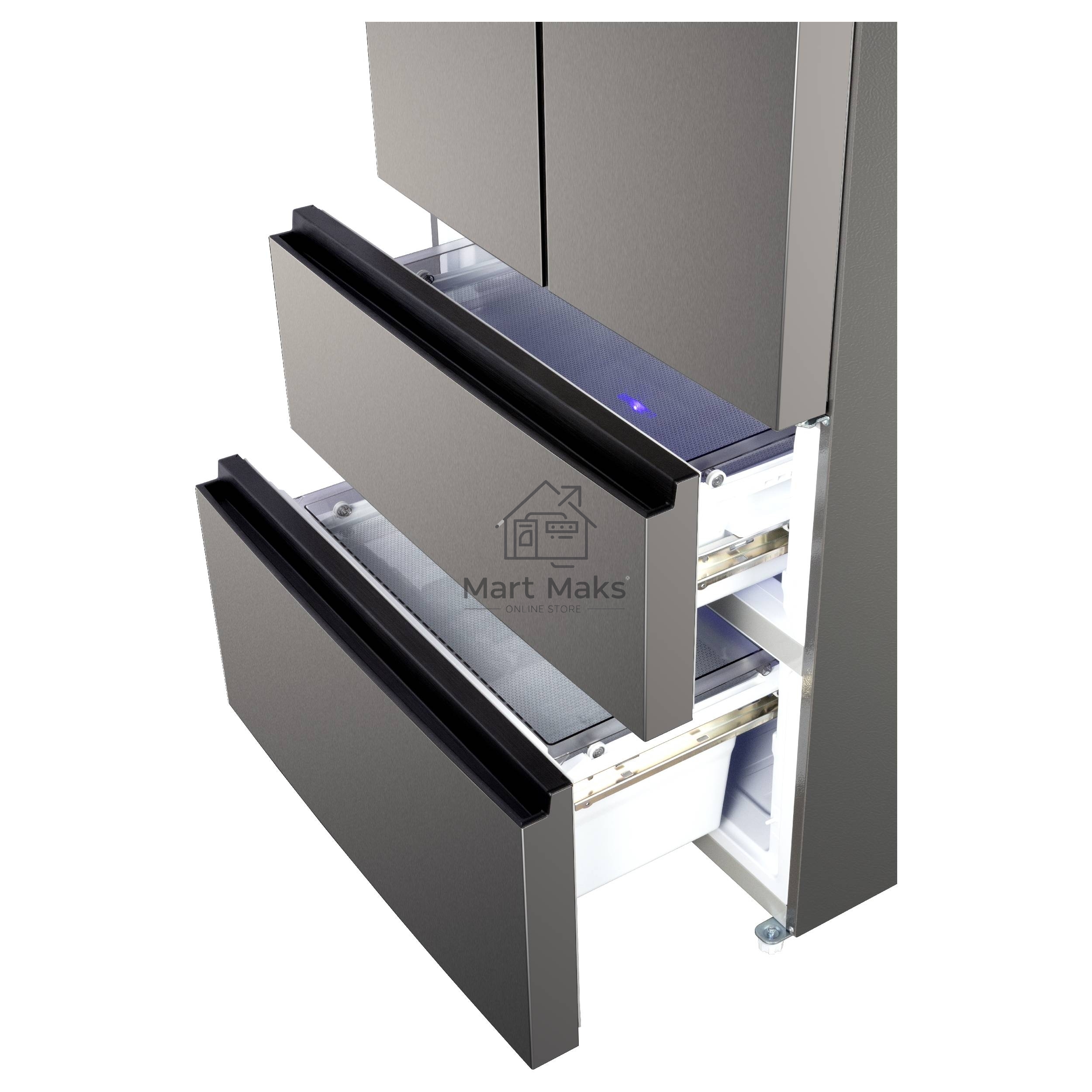 Холодильник Korting KNFF 82535 X нержавеющая сталь трехкамерный 354/186л морозилка снизу